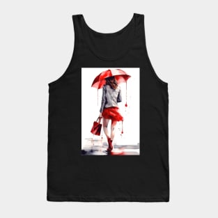 Girl with a red umbrella Tank Top